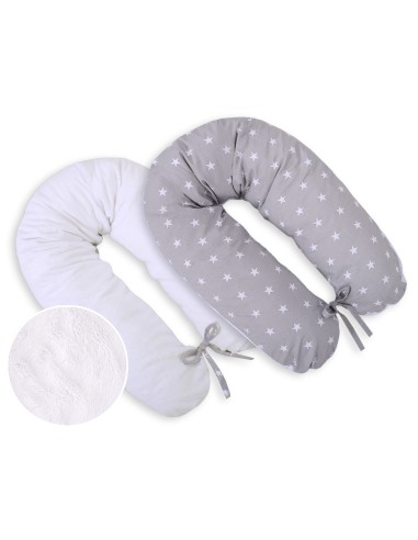 Pregnancy pillow- double-sided-Simple grey stars