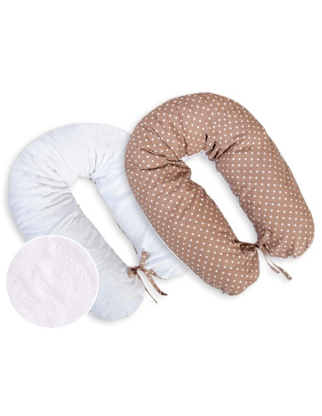 Pregnancy pillow- double-sided- White dots on brown