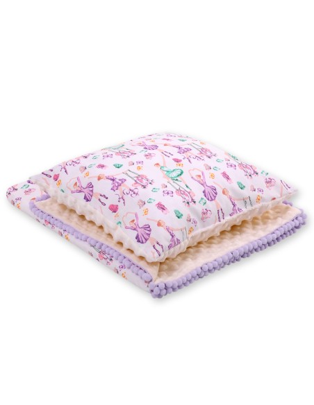 Set: Double-sided blanket minky + pillow- ballerinas lilac