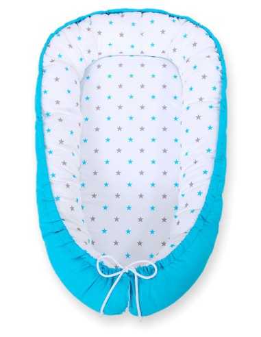 Baby nest double-sided Premium Cocoon for infants BOBONO- turquoise/ turquoise