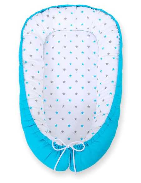 Baby nest double-sided Premium Cocoon for infants BOBONO- turquoise/ turquoise