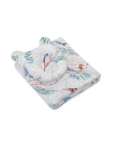 Duvet with pillow Teddy - 2pcs set - Blue birds