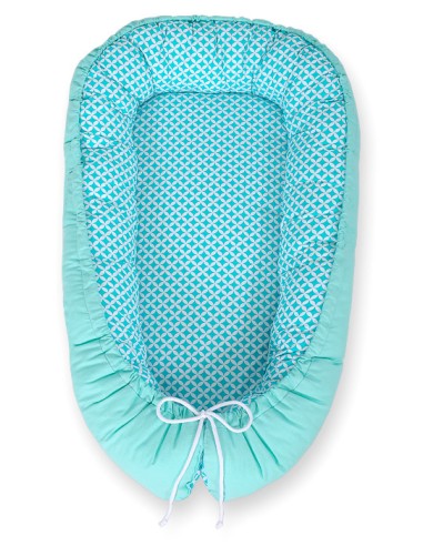 Baby nest double-sided Premium Cocoon for infants BOBONO- Mint rosette