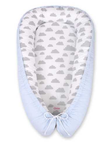 Baby nest double-sided Premium Cocoon for infants BOBONO- clouds gray/blue