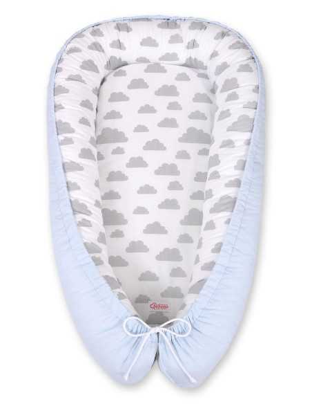 Baby nest double-sided Premium Cocoon for infants BOBONO- clouds gray/blue