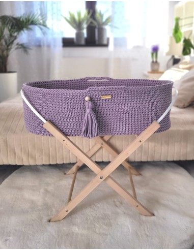 Moses basket BOHO Handmade with stand - lila