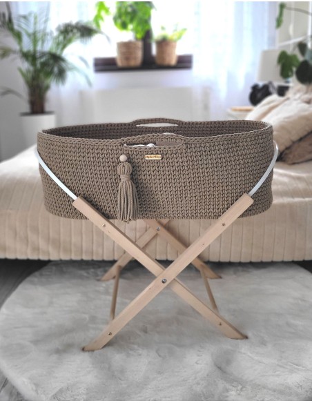 Moses basket BOHO Handmade with stand - sand