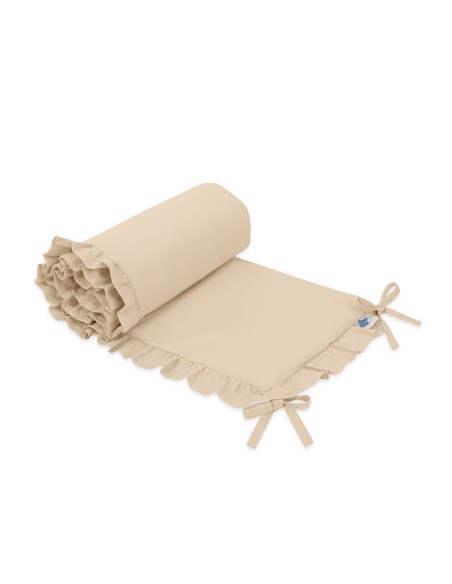 Universal baby bed bumper with frill - beige