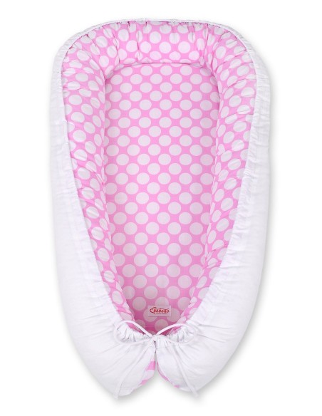 Baby nest double-sided Premium Cocoon for infants BOBONO- white dots/white