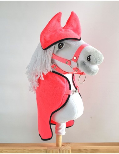 Set for Hobby Horse A3: Fleece blanket + earmuffs - neon pink