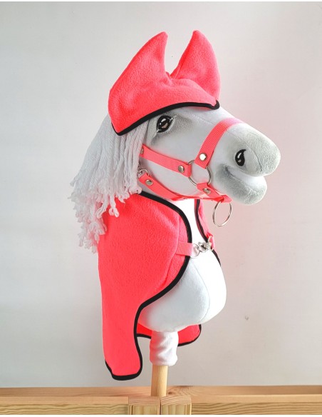 Set for Hobby Horse A4: Fleece blanket + earmuffs - neon pink