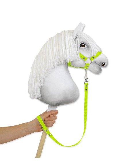 Tether for hobby horse made of webbing tape - neon green