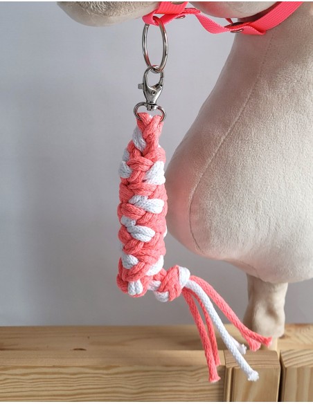 Tether for Hobby Horse made of double-twine cord - neon pink/ white