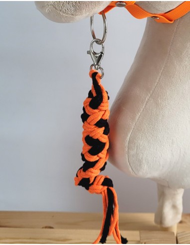 Tether for Hobby Horse made of double-twine cord - neon orange/ black