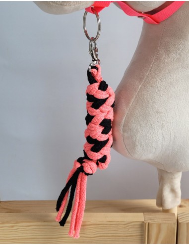 Tether for Hobby Horse made of double-twine cord - neon pink/ black