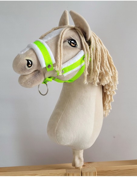 The adjustable halter for Hobby Horse A3 - neon green with white furry