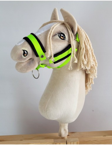 The adjustable halter for Hobby Horse A3 - neon green with black furry