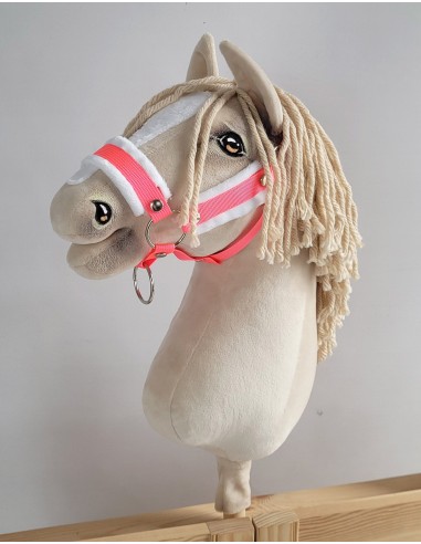 The adjustable halter for Hobby Horse A3 - neon pink with white furry