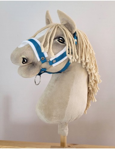 The adjustable halter for Hobby Horse A3 - turquoise with white furry