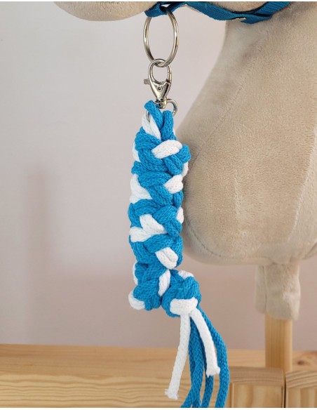 Tether for Hobby Horse made of double-twine cord - white- turquoise