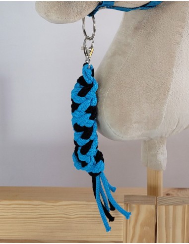 Tether for Hobby Horse made of double-twine cord - black- turquoise