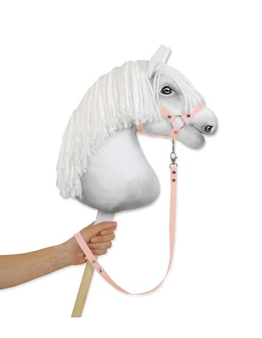 Tether for hobby horse made of webbing tape - powder pink