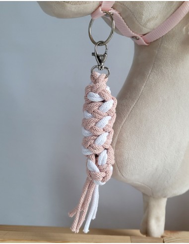 Tether for Hobby Horse made of double-twine cord - white- powder pink