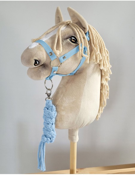 Set for Hobby Horse: the halter A3 + Tether made of cord - light blue