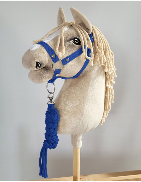 Set for Hobby Horse: the halter A3 + Tether made of cord - blue