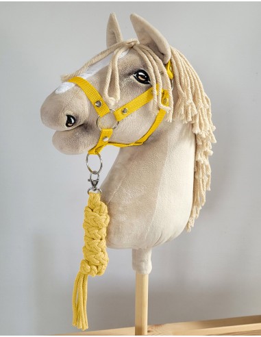 Set for Hobby Horse: the halter A3 + Tether made of cord - yellow