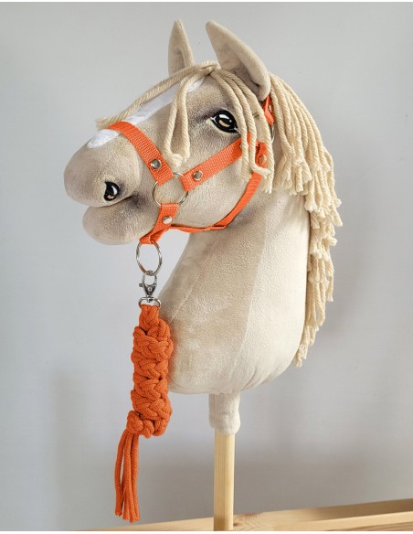 Set for Hobby Horse: the halter A3 + Tether made of cord - orange