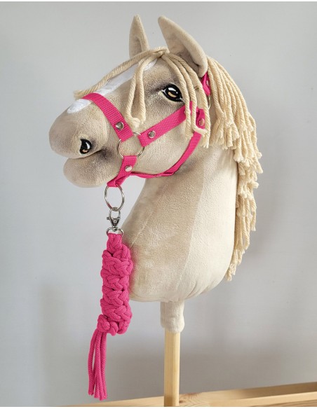 Set for Hobby Horse: the halter A3 + Tether made of cord - dark pink