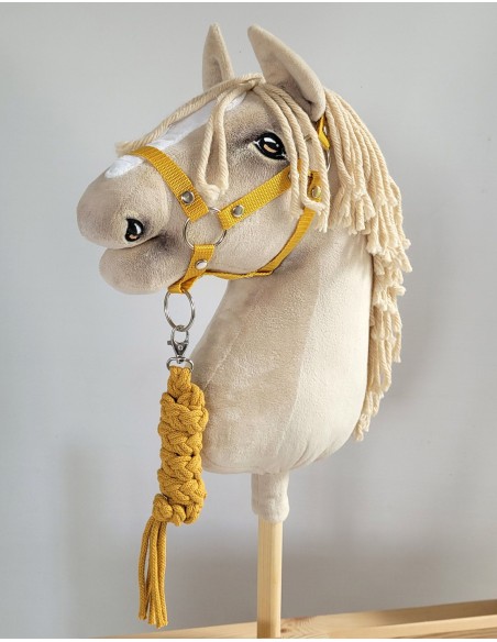 Set for Hobby Horse: the halter A3 + Tether made of cord - honey yellow