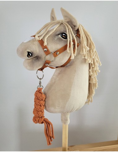 Set for Hobby Horse: the halter A3 + Tether made of cord - ginger