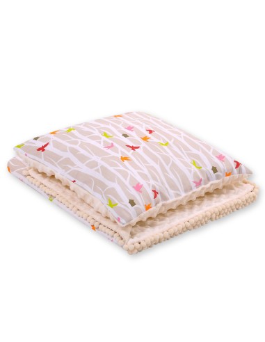 Set: Double-sided blanket minky + pillow- beige trees