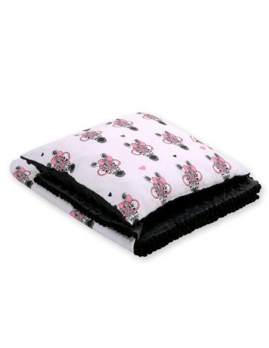 Set: Double-sided blanket minky + pillow- pink zebras