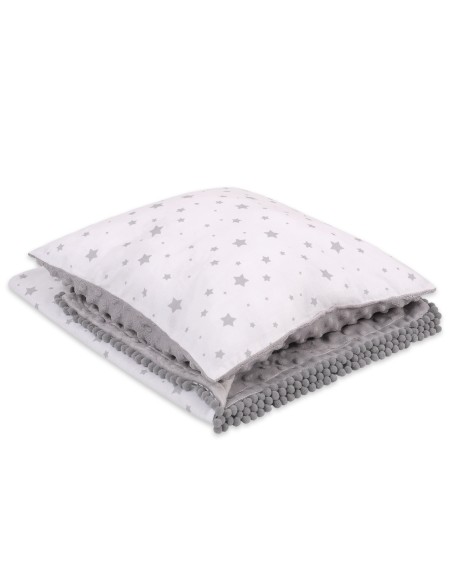 Set: Double-sided blanket minky + pillow- mini gray stars