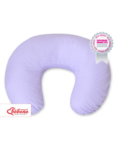 Feeding pillow- Hanging hearts white polka dots on lilac