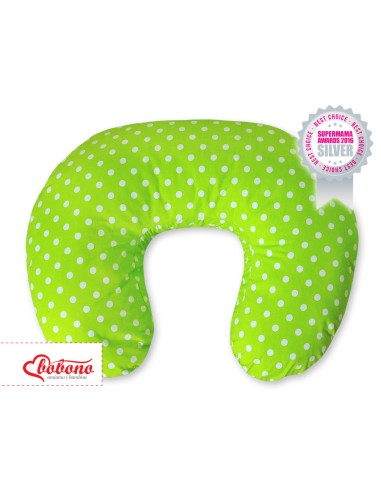 Feeding pillow- Hanging hearts white dots on green