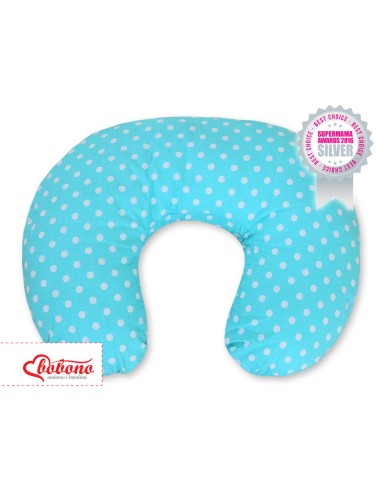 Feeding pillow- Hanging hearts white dots on turquoise