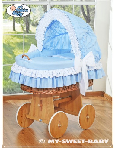 Moses Basket/Wicker hood crib- Bellamy blue