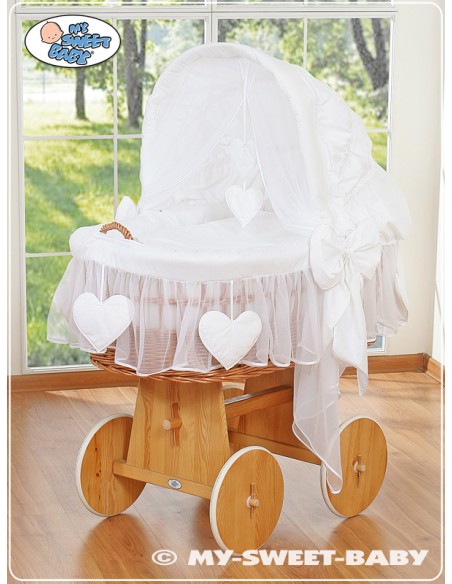 Moses Basket/Wicker hood crib- Amelie white