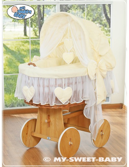 Moses Basket/Wicker hood crib- Amelie Cream