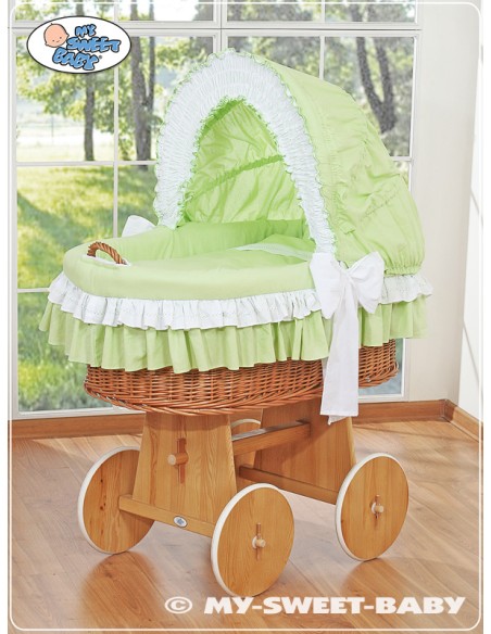 Moses Basket/Wicker hood crib- Bellamy green