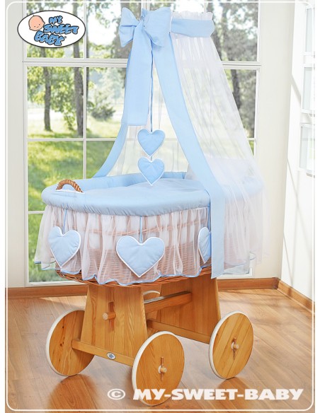 Moses Basket/Wicker drape crib- Amelie blue