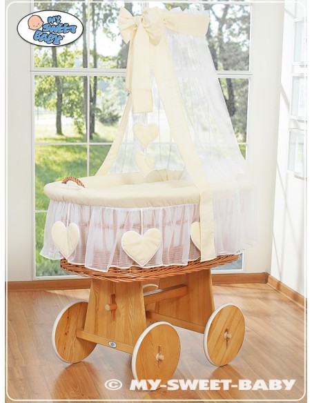 Moses Basket/Wicker drape crib- Amelie cream