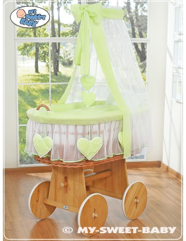 Moses Basket/Wicker drape crib- Amelie green