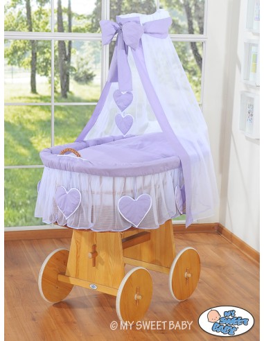 Moses Basket/Wicker drape crib- Amelie lilac