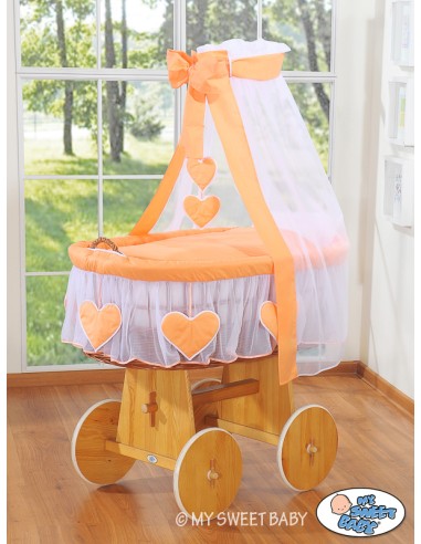 Moses Basket/Wicker drape crib- Amelie peach