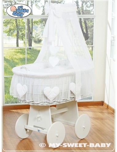 Moses basket/Wicker drape crib- Amelie white